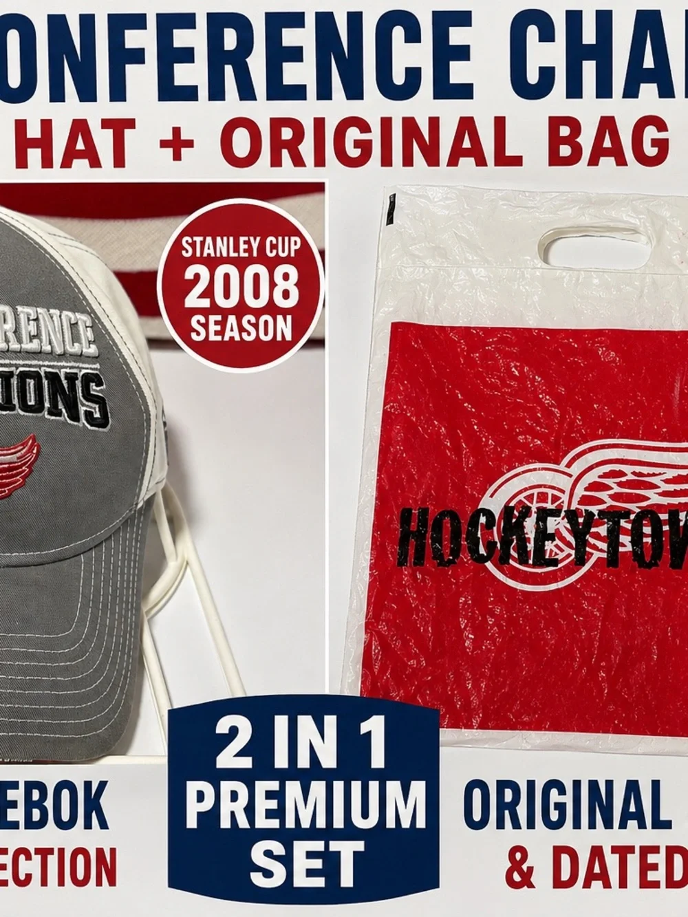 NHL Detroit Red Wings Gray and Red Conference Champions Hat